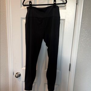 Spiritual Gangster Black Ribbed Cuff Leggings Jogger Hybrid XL